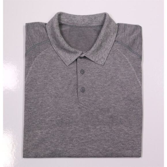 Lululemon Men's Evolution Gray Knit Golf Performance Polo Shirt~ Medium - Picture 1 of 8